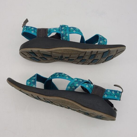Chaco Sandals Shoes Blue Green Flower Girls Size 4 or Women's 5.5 to 6 - Picture 12 of 16